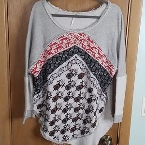 Free People Patchwork Tunic Del Ray Sweatshirt sz xs